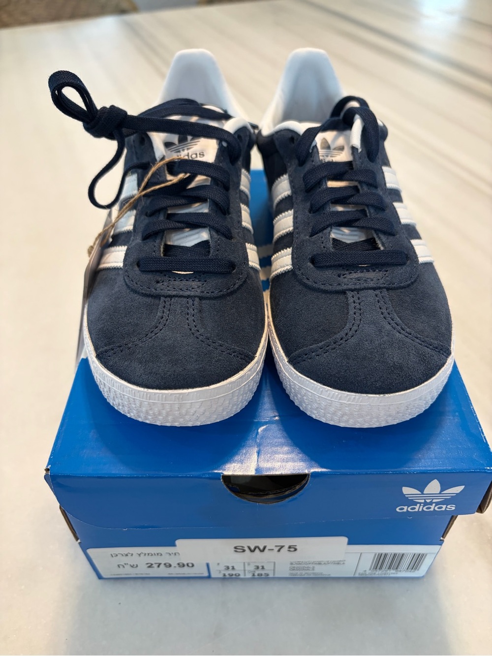 Adidas Kids Gazelle Navy Blue Suede Sneakers - Classic Three-Stripes